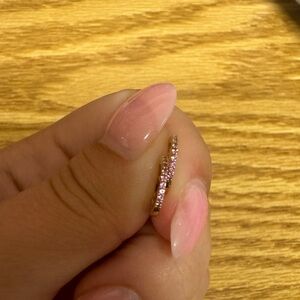 14k solid gold genuine pink sapphire huggie earrings